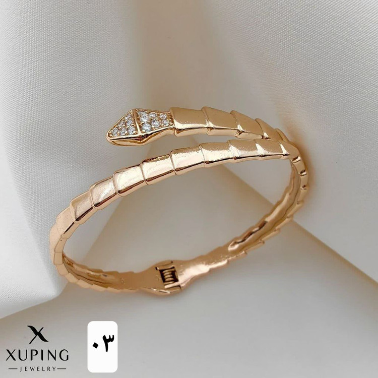 دستبندبولگاری جواهری طلایی،دستبندماری زنانه طرح طلا برندژوپینگ اصل