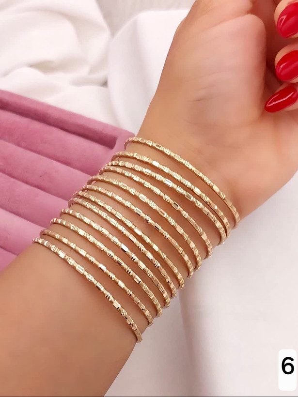 پک ۶عددی النگو ظریف طلاروس ۲میل رنگ ثابت ضمانتی