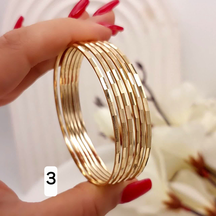 پک ۶عددی النگوآینه ای ظریف طلاروس اصل ۲میل رنگ ثابت ضمانتی