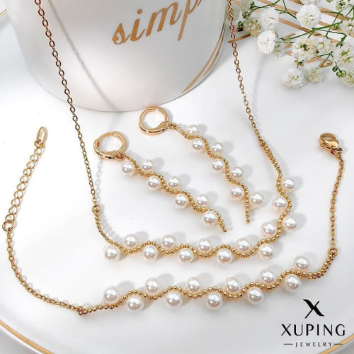 سرویس مرواریدی جدید ژوپینگ طرح طلا رنگ ثابت آبکاری طلا۱۸ عیار