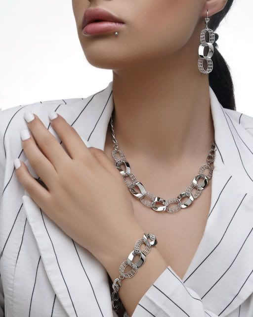 سرویس مجلسی نقره ای ریتون رنگ ثابت وضدحساسیت آبکاری طلا