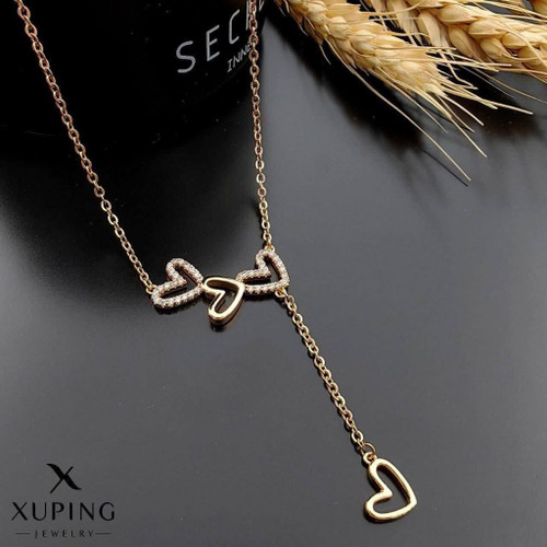 گردنبند جواهری قلبی ژوپینگ طرح طلا آبکاری طلا ۱۸عیار رنگثابت بدون حساسیت