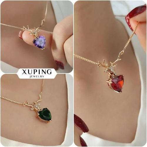 گردنبند قلب نگیندار طرح طلا ژوپینگ،رنگ ثابت وضدحساسیت آبکاری طلا۱۸عیار