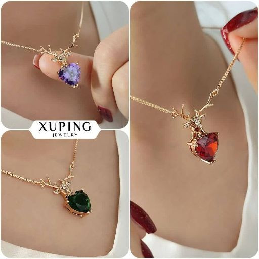 گردنبند قلب نگیندار طرح طلا ژوپینگ،رنگ ثابت وضدحساسیت آبکاری طلا۱۸عیار