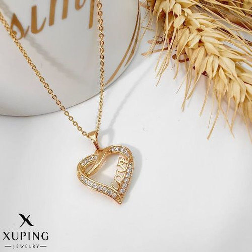 پلاک قلبی نگیندار Love طرح طلا رنگ ثابت وضدحساسیت آبکاری طلا۱۸عیار