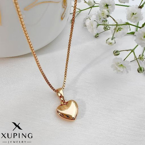 گردنبند قلب توپُر آینه ای ؛طرح طلا رنگ ثابت وضدحساسیت