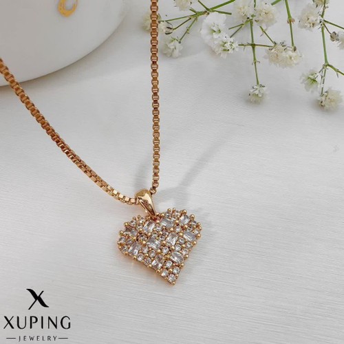 گردنبندمینیمال قلبی فول نگین ژوپینگ طرح طلا آبکاری طلا ۱۸عیار