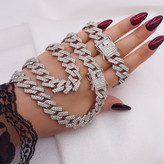 ست گردنبندودستبند سیلور مردانه وزنانه لوکس فول نگین رنگثابت بدون حساسیت