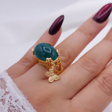 انگشتر سنگی زمرد زنانه باکیفیت بالا آبکاری قوی طلا