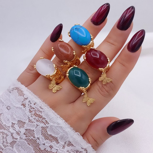 انگشتر سنگی زنانه در۵ رنگ متنوع طرح جدید طلا. باکیفیت بالا