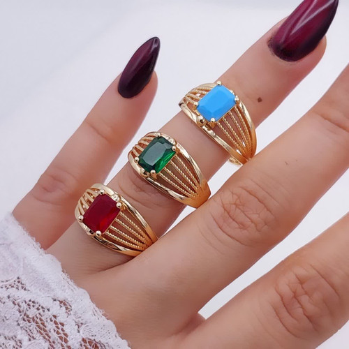 انگشتر نگیندار زنانه طرح طلا رنگ ثابت