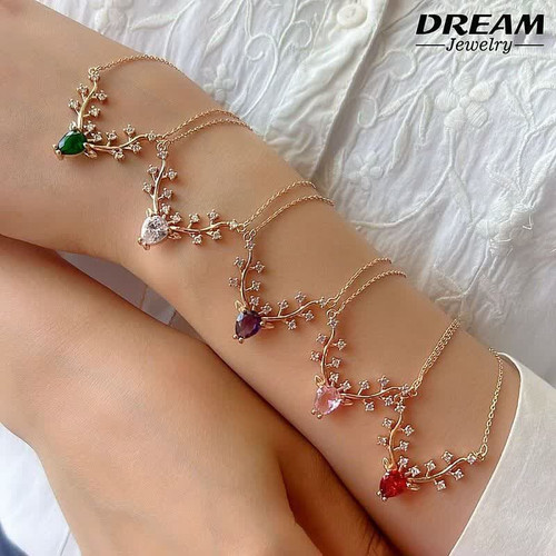 گردنبندمینیمال نگیندار متصل برندمعتبر دریم آبکاری طلا