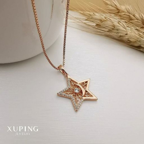 گردنبند طلایی مینیمال طرح جواهری ماه وستاره برندمعتبر ژوپینگ