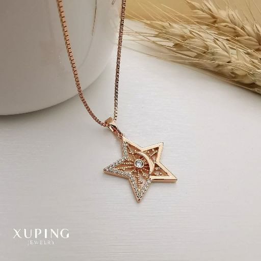 گردنبند طلایی مینیمال طرح جواهری ماه وستاره برندمعتبر ژوپینگ