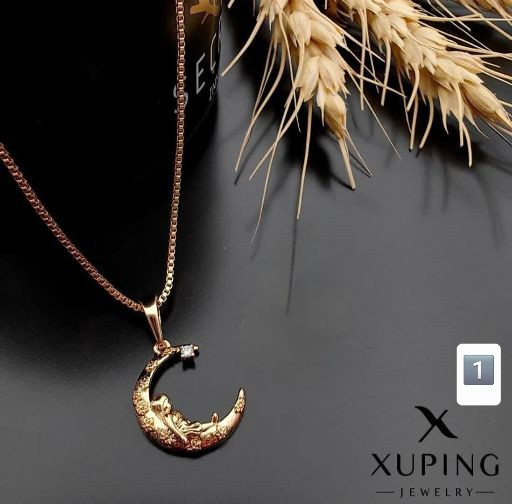 گردنبند ماه وفرشته مینیمال طرح طلا آبکاری قوی برندمعتبر ژوپینگ