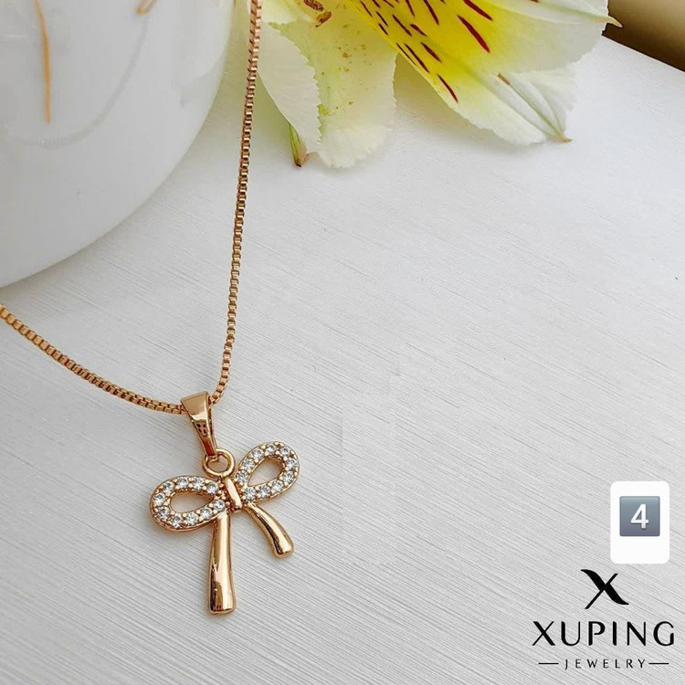 گردنبندجواهری پاپیون مینیمال ،طرح خاص طلا،برندمعتبر ژوپینگ