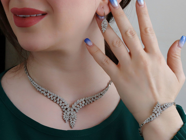 نیمست جواهری مجلسی سیلور فول نگین