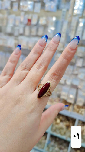 انگشتر عقیق زنانه طلاروس اصل رنگ ثابت تضمینی