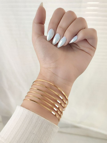 النگوآینه ای تخت۲میل ysx رنگ ثابت طرح طلا .ضدحساسیت