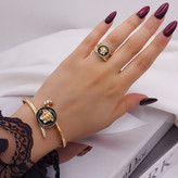 ست دستبندوانگشتر میخی ورساچه کاملا طرح طلا رنگ ثابت وارداتی