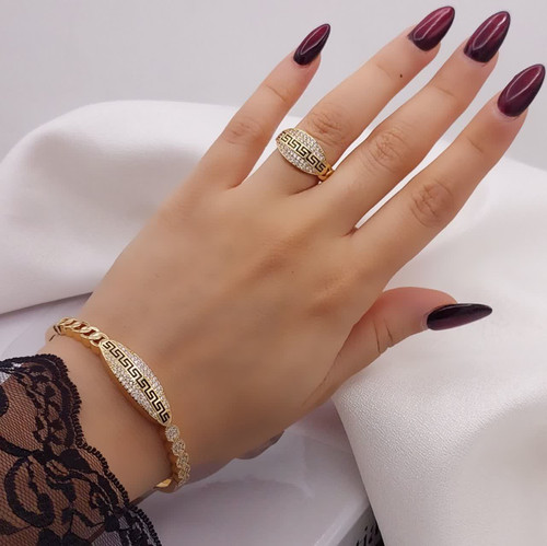 ست دستبندوانگشتر ورساچه طرح جواهری آبکاری وارداتی باکیفیت عالی