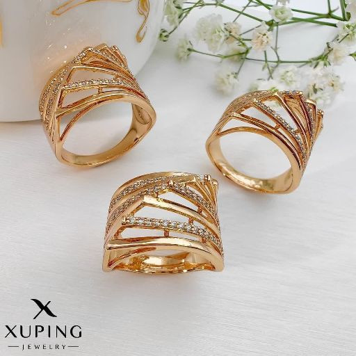 انگشتر لوکس جواهری زنانه طرح طلا رنگ ثابت برندمعتبرژوپینگ