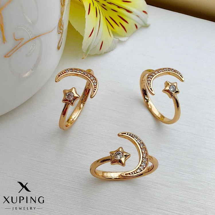 انگشتر ماه وستاره رنگ ثابت وضدحساسیت آبکاری طلا۱۸عیار ژوپینگ