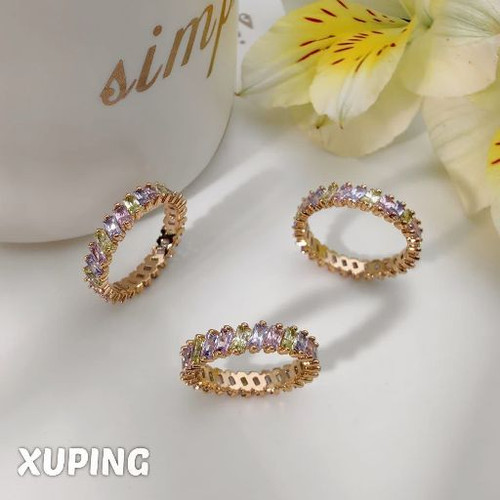 حلقه رینگی فول نگین رنگی خاص طرح طلا رنگ ثابت برندمعتبرژوپینگ