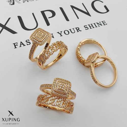 حلقه وپشت حلقه نگیندار کاملاطرح طلا رنگثابت برندمعتبر ژوپینگ