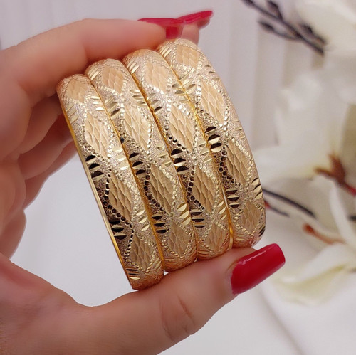 النگوطلاروس پهن زنانه طرح طلا رنگ ثابت تضمینی پک ۲عددی