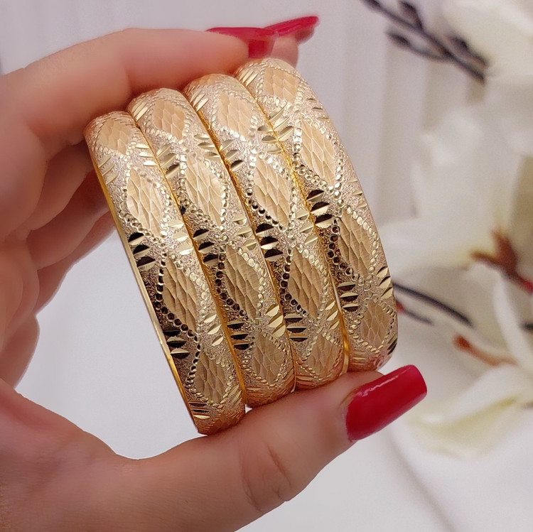 النگوطلاروس پهن زنانه طرح طلا رنگ ثابت تضمینی پک ۲عددی