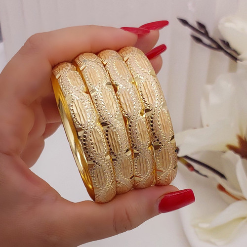 النگوطلاروس پهن جدید طرح طلا رنگ ثابت تضمینی پک ۲عددی