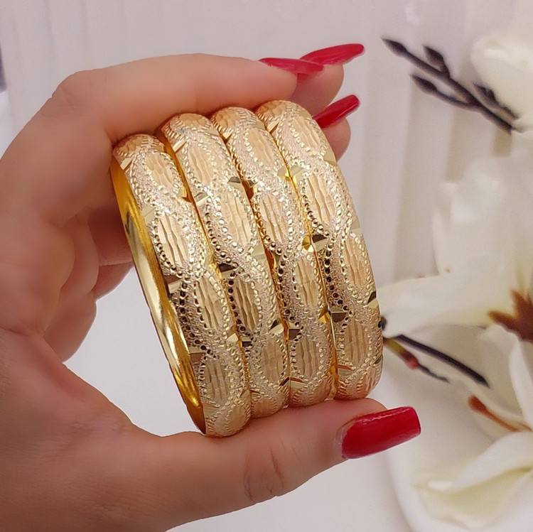 النگوطلاروس پهن جدید طرح طلا رنگ ثابت تضمینی پک ۲عددی