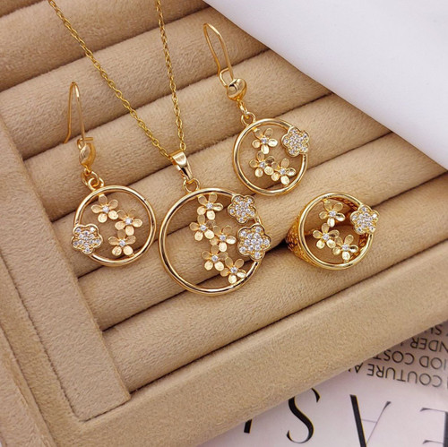 نیمست جواهری گل کپی طلا،طرح جدید وارداتی باکیفیت آبکاری طلا