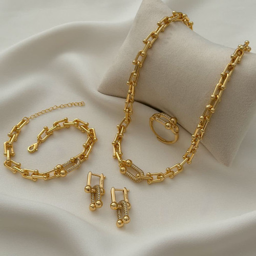 سرویس جواهری تیفانی طرح طلا استیل ۳۱۶ آبکاری رنگثابت باکیفیت بالا