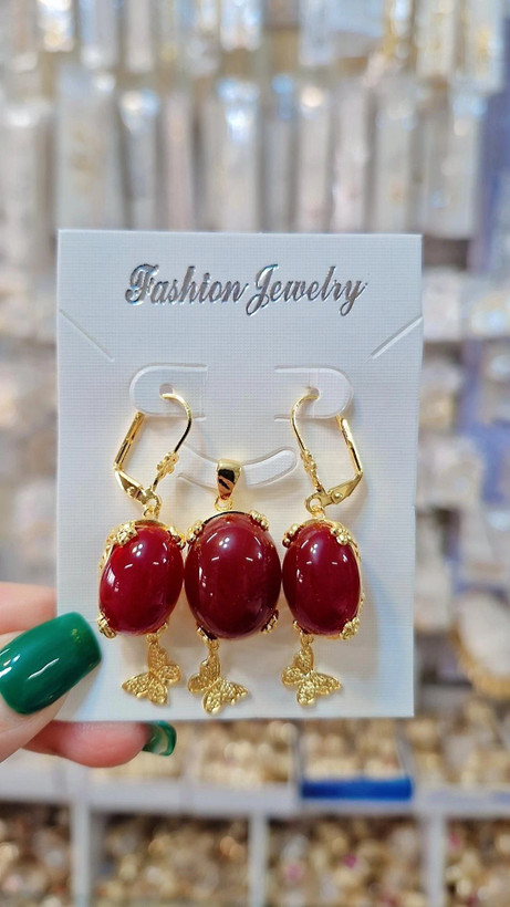 نیمست سنگی نگین عقیق جدیدطرح طلا آبکاری طلا،وارداتی باکیفیت