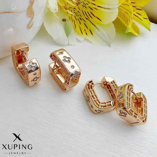 گوشواره ونکلیف نگیندار ژوپینگ طرح طلا آبکاری قوی