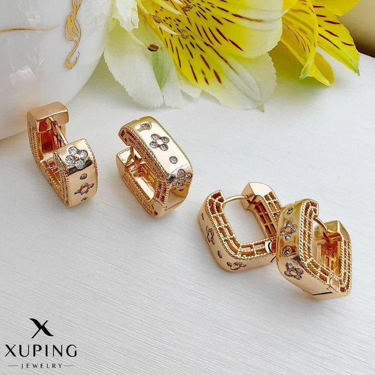 گوشواره ونکلیف نگیندار ژوپینگ طرح طلا آبکاری قوی