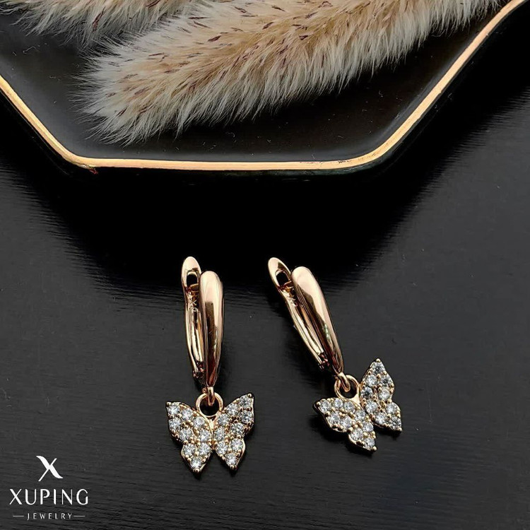 گوشواره جواهری پروانه طرح جدید طلا آبکاری طلا۱۸ برندمعتبرژوپینگ