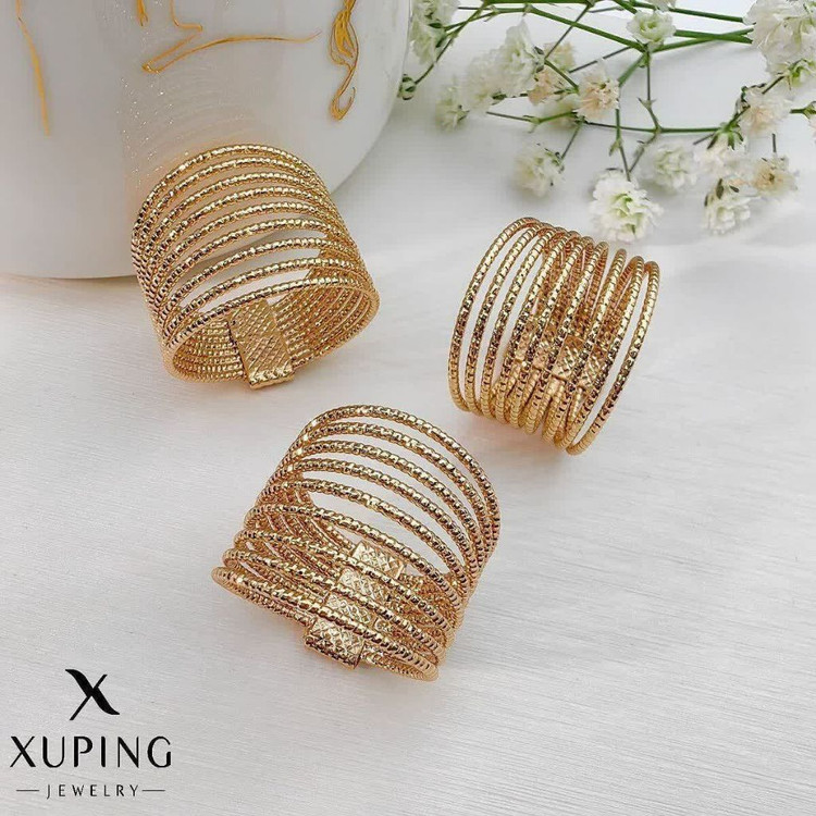 انگشتر ترند دخترانه پهن ۹ لاین طرح طلا،برندمعتبر ژوپینگ