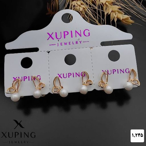 گوشواره میخی پروانه مرواریدی کوچک جدیدطرح طلابرندمعتبر ژوپینگ