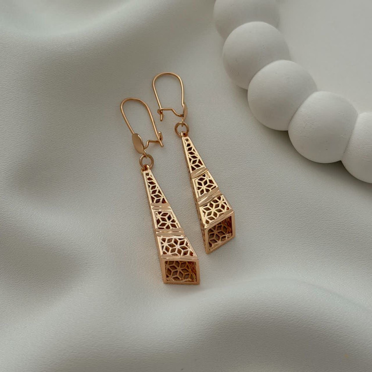 گوشواره آویز بحرینی جدید طرح طلا آبکاری طلا ۱۸عیار برندمعتبرژوپینگ