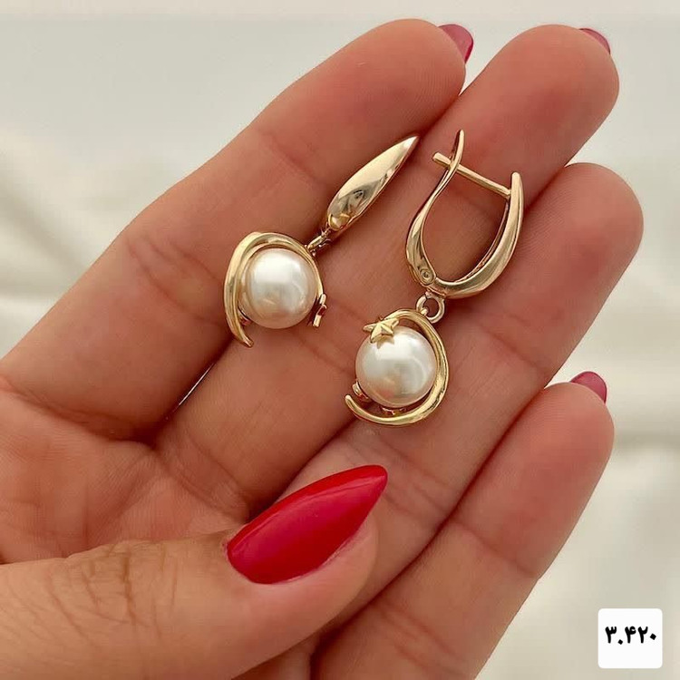 گوشواره مرواریدی جدیدطرح طلابرندمعتبر ژوپینگ