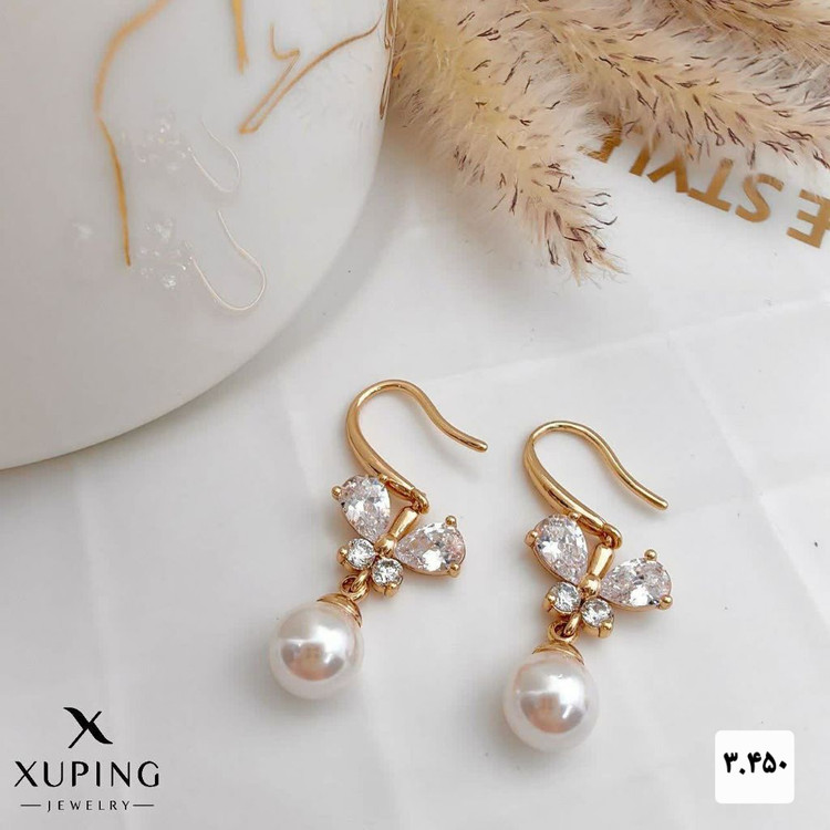 گوشواره عصایی مرواریدی جدیدطرح طلابرندمعتبر ژوپینگ