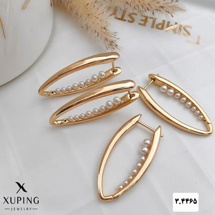 گوشواره مرواریدی خاص جدیدطرح طلابرندمعتبر ژوپینگ آبکاری طلا