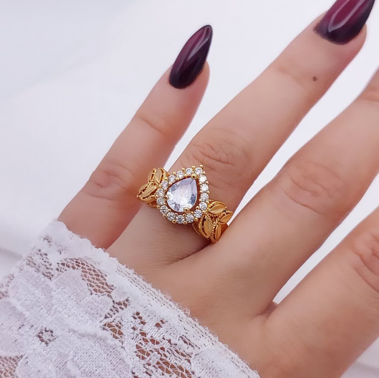 انگشتر نگیندار زنانه طرح جدید کپی شدهاز طلا آبکاری قوی طلا