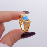 انگشتر نگیندار فیروزه زنانه طرح جدید کپی شدهاز طلا آبکاری قوی طلا