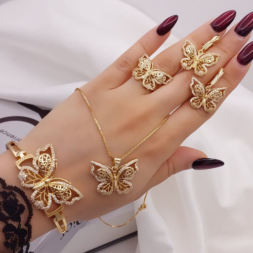 سرویس جواهری پروانه طلایی کپی طلا آبکاری قوی طلا وارداتی باکیفیت