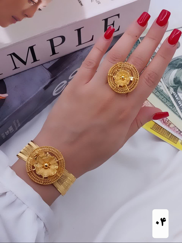 ست دستبندوانگشترمجلسی بحرینی جدید طرح طلا وارداتی