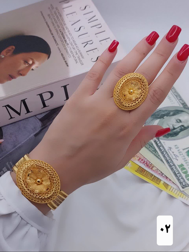 ست دستبندوانگشتر اماراتی جدید طرح طلا وارداتی